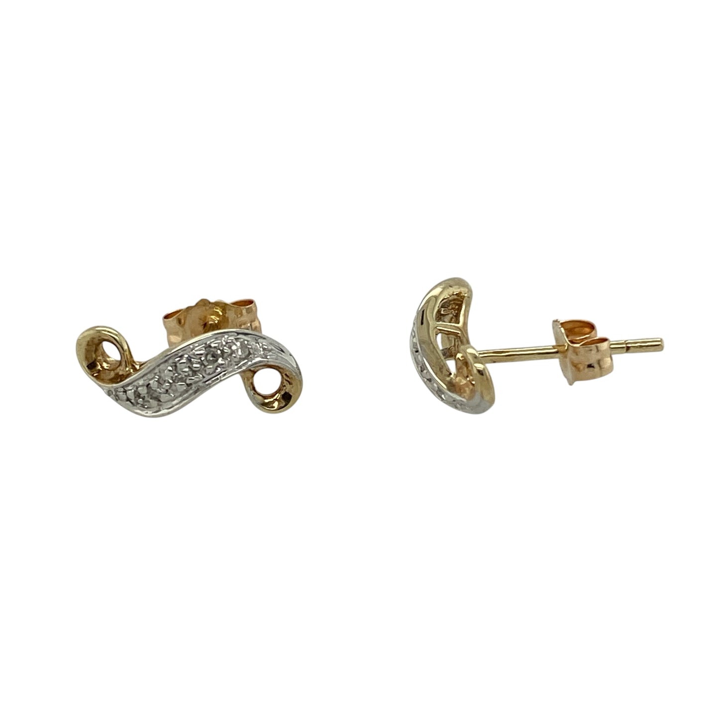 9ct Gold & Diamond Set Twist Stud Earrings