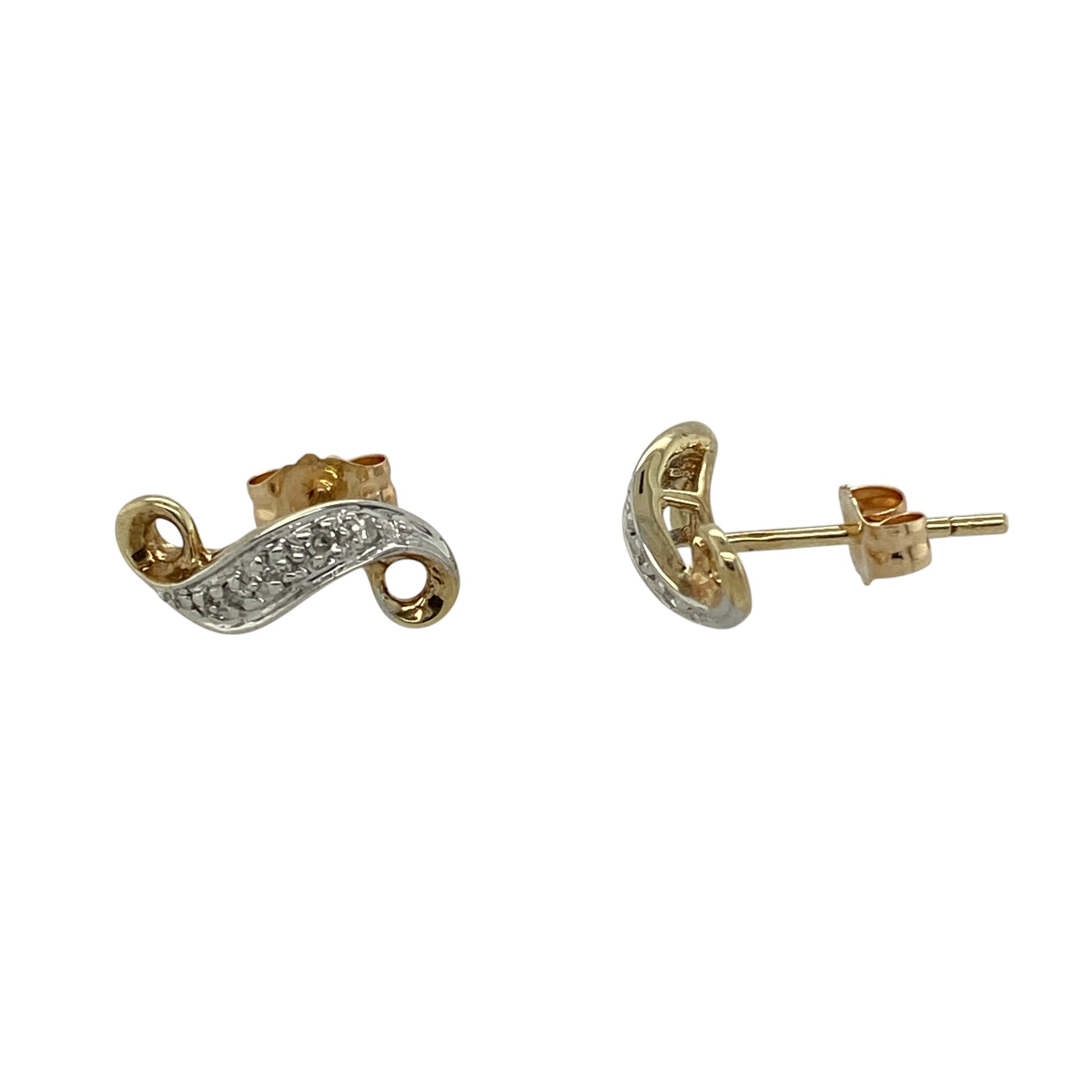9ct Gold & Diamond Set Twist Stud Earrings