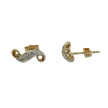 9ct Gold & Diamond Set Twist Stud Earrings