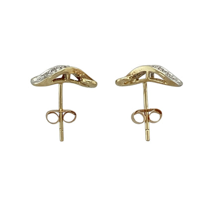 9ct Gold & Diamond Set Twist Stud Earrings