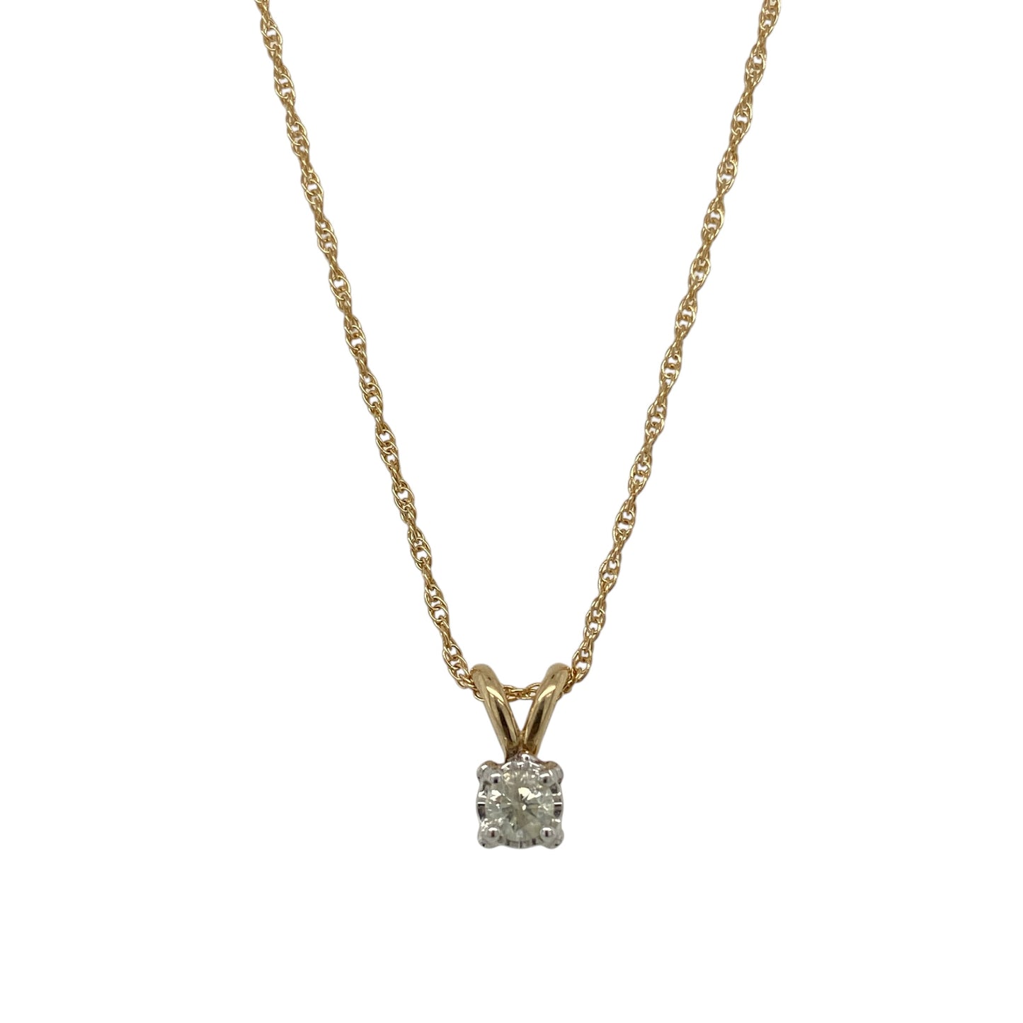 9ct Gold & Diamond Set Solitaire 18" Necklace