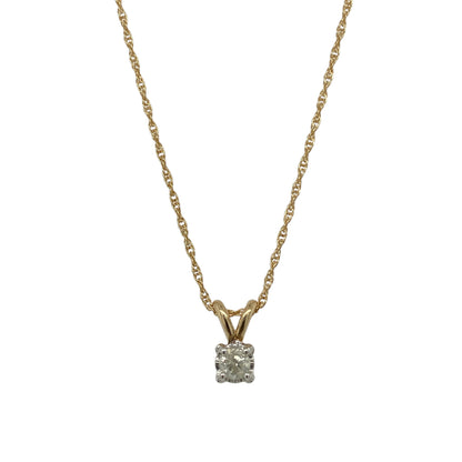 9ct Gold & Diamond Set Solitaire 18" Necklace