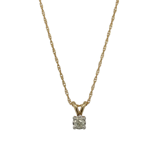 9ct Gold & Diamond Set Solitaire 18" Necklace