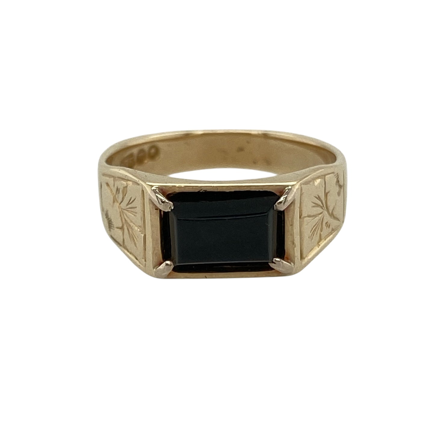 9ct Gold & Onyx Set Rectangle Signet Ring