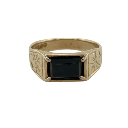 9ct Gold & Onyx Set Rectangle Signet Ring