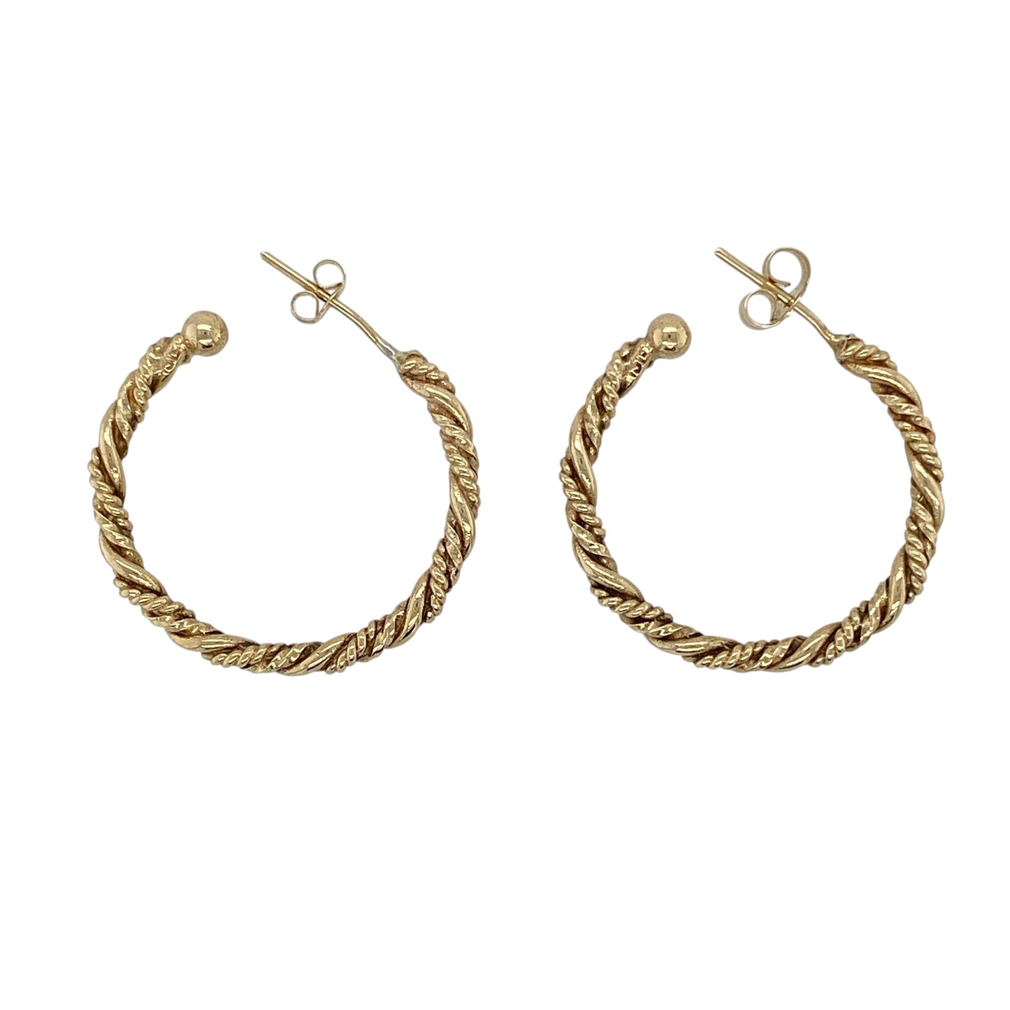 9ct Gold Twisted Half Hoop Stud Earrings