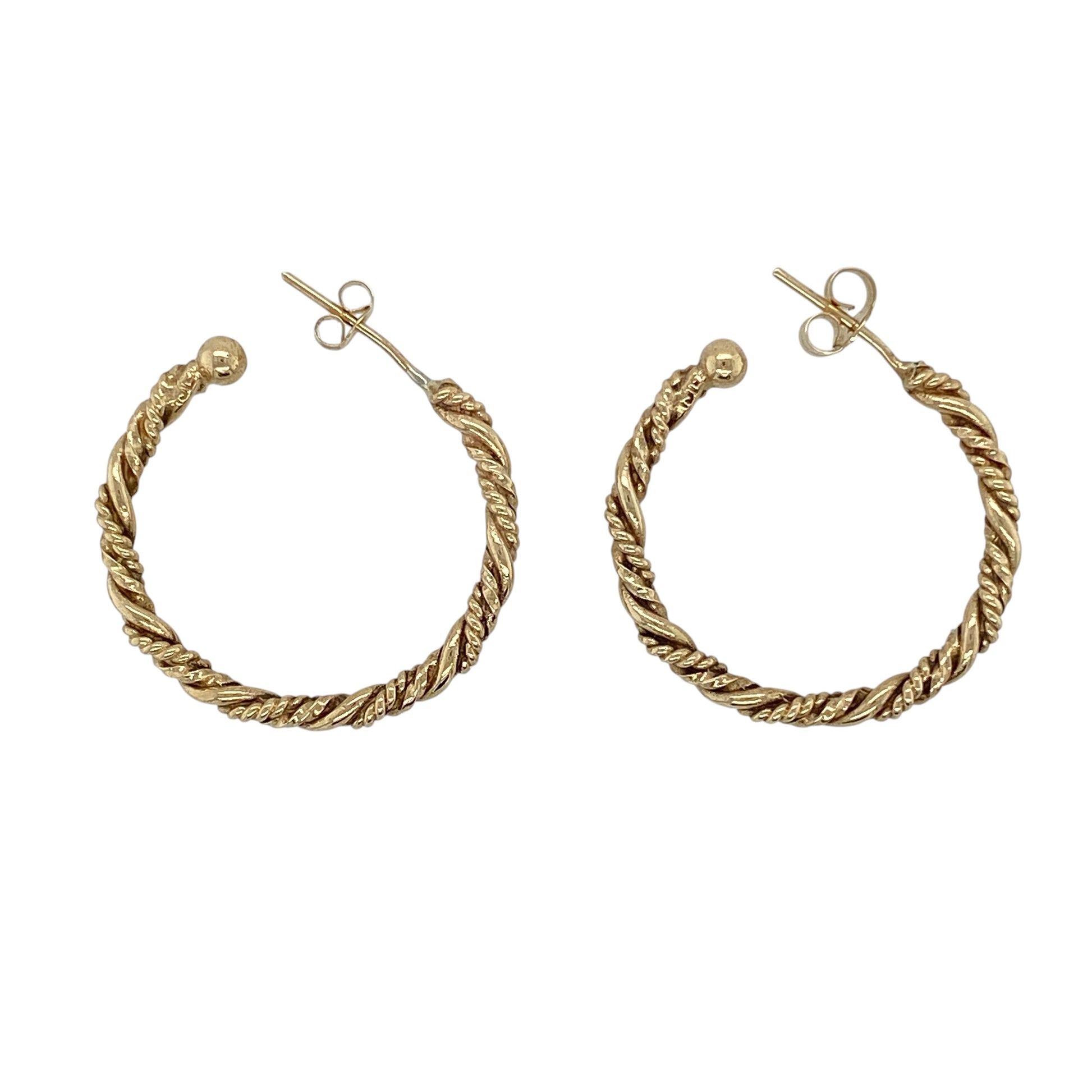 9ct Gold Twisted Half Hoop Stud Earrings