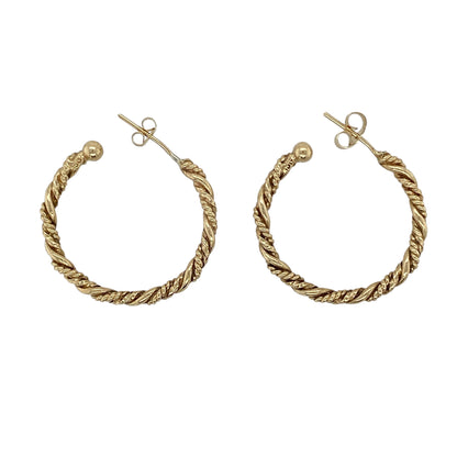 9ct Gold Twisted Half Hoop Stud Earrings