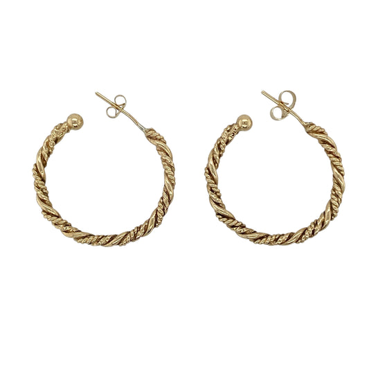 9ct Gold Twisted Half Hoop Stud Earrings