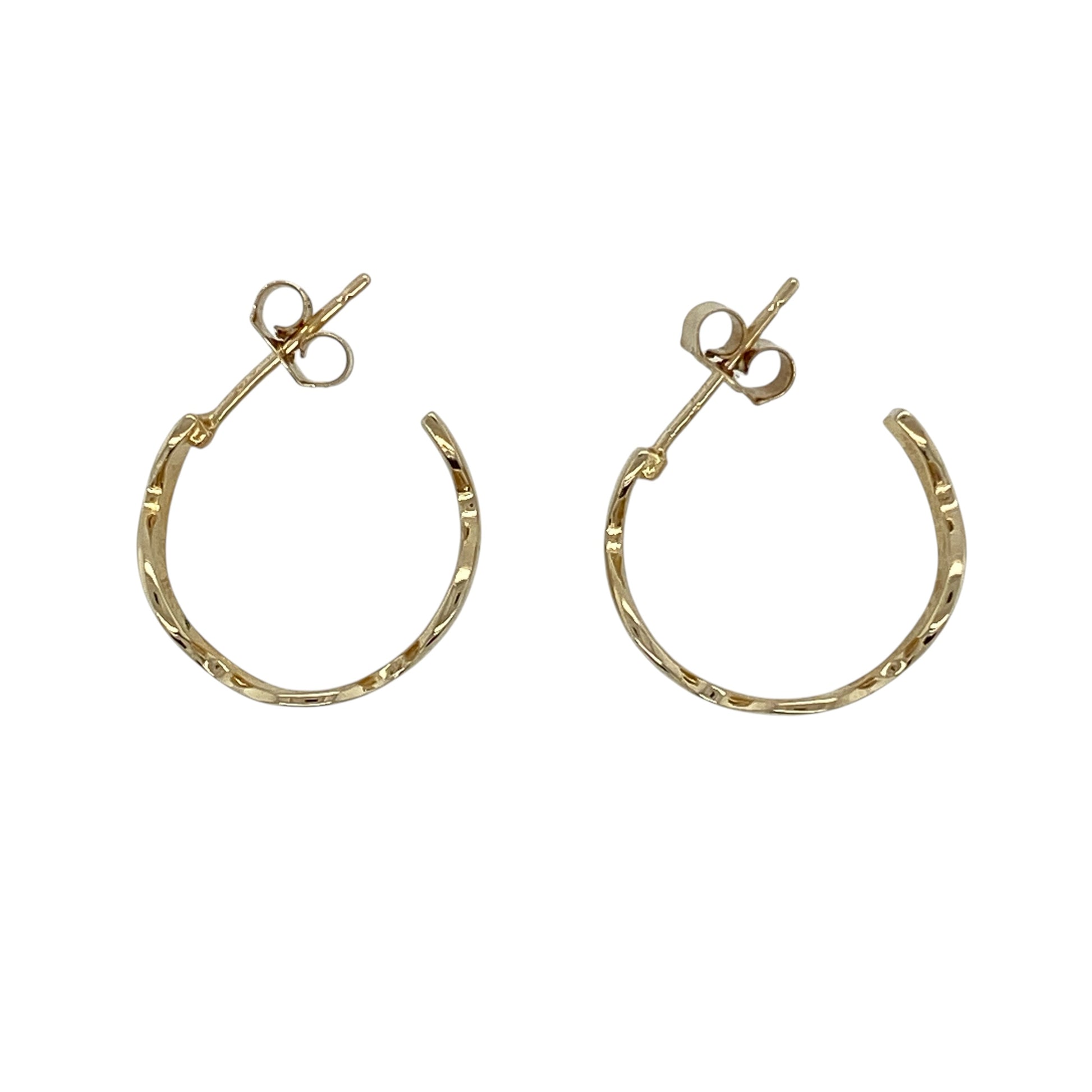9ct Gold Wave Half Hoop Earrings