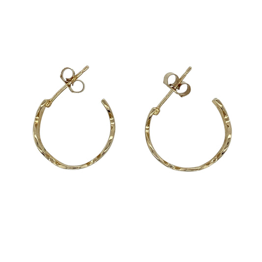 9ct Gold Wave Half Hoop Earrings