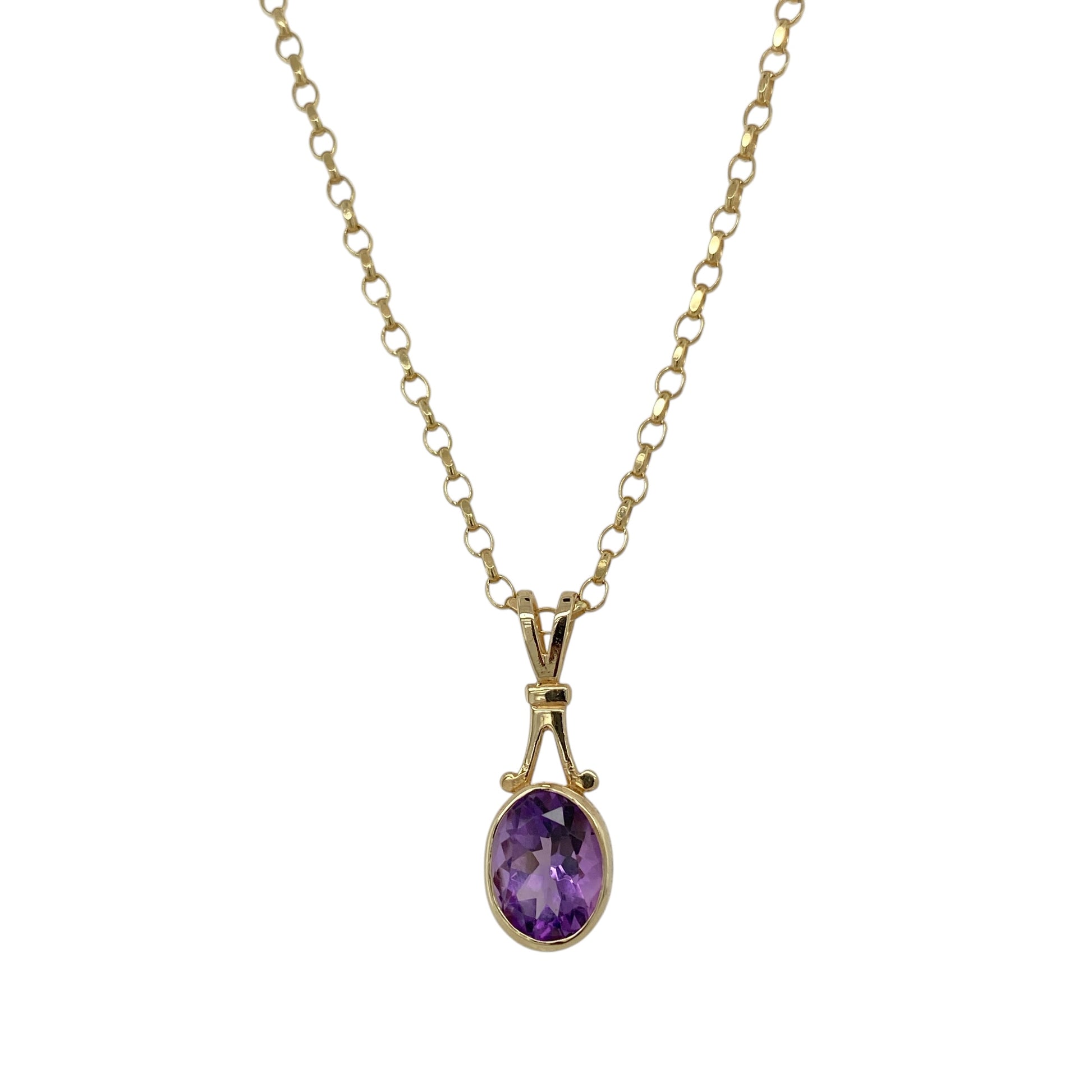 9ct Gold & Amethyst Set 20" Necklace