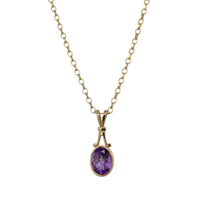 9ct Gold & Amethyst Set 20" Necklace