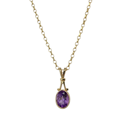 9ct Gold & Amethyst Set 20" Necklace