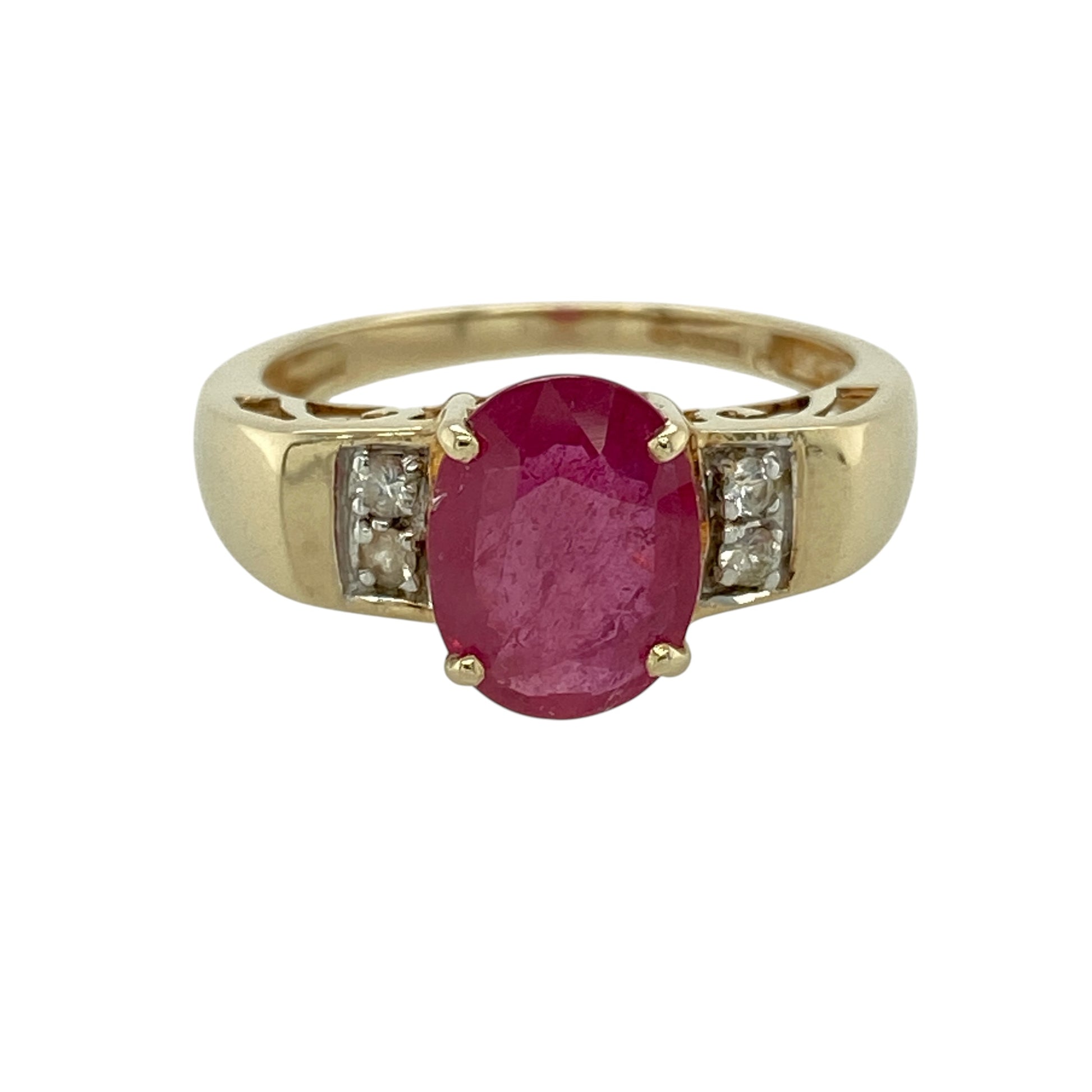 9ct Gold Ruby & White Topaz Set Ring