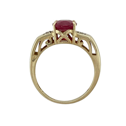 9ct Gold Ruby & White Topaz Set Ring