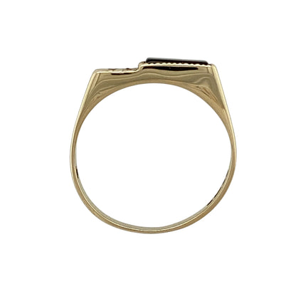 9ct Gold Onyx & Cubic Zirconia Set Signet Ring
