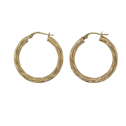 9ct Gold Twisted Hoop Creole Earrings