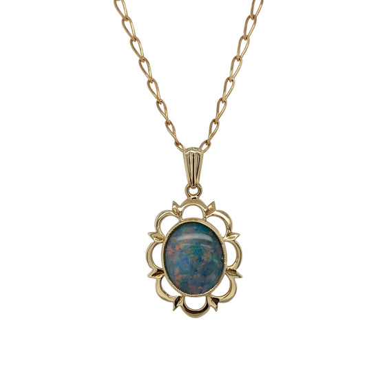 9ct Gold & Doublet Set 18" Necklace