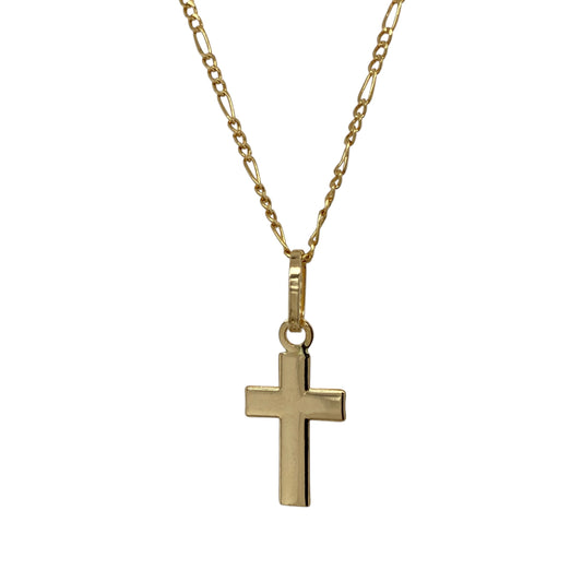 18ct Gold Plain Cross 20" Necklace