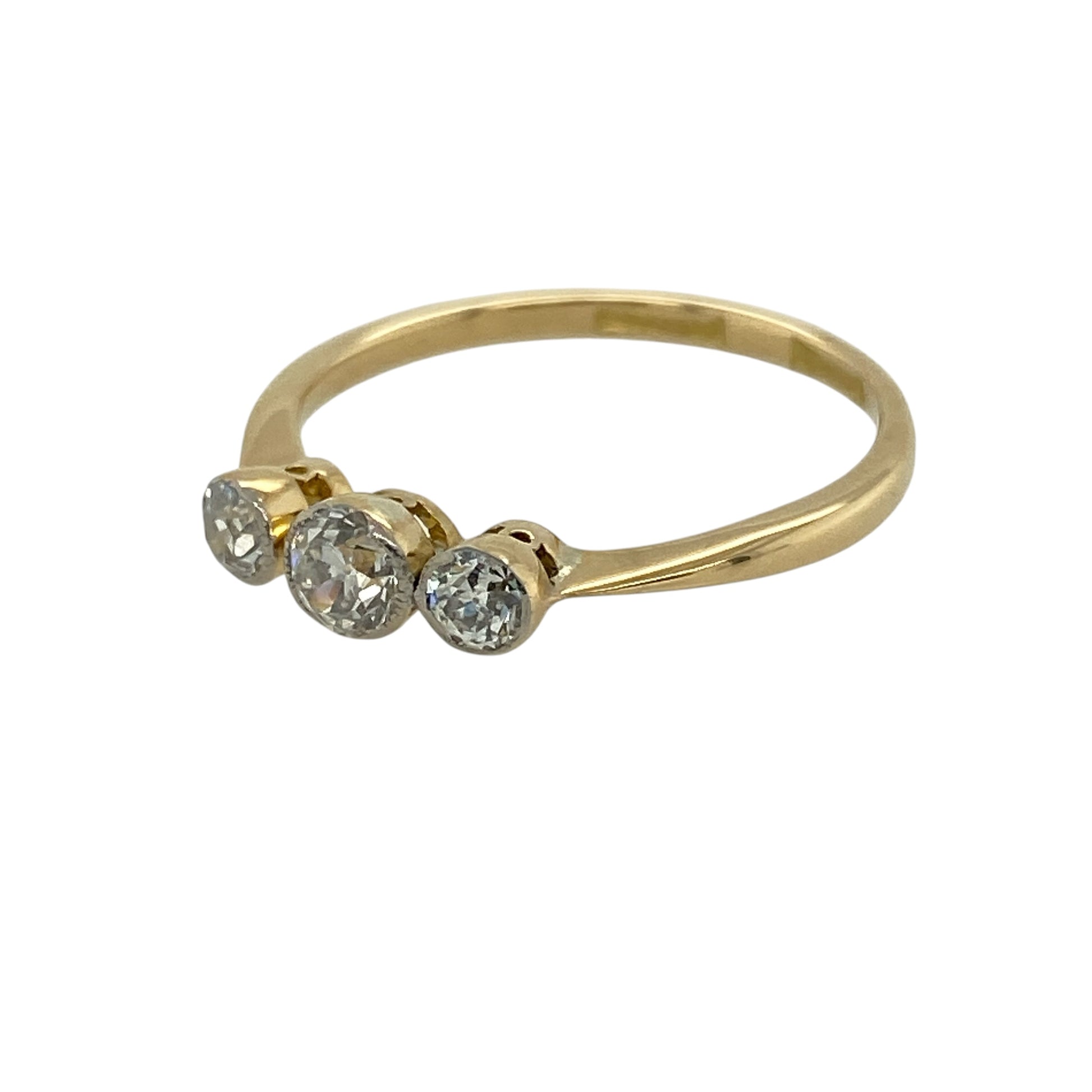 Add timeless elegance and refined sparkle to your jewellery collection with this pre-owned 18ct yellow gold diamond trilogy ring, featuring a classic three-stone design—perfect for special occasions or everyday wear.

Design: The ring showcases three diamonds arranged in a traditional trilogy formation, offering a balanced and sophisticated look with enduring appeal.