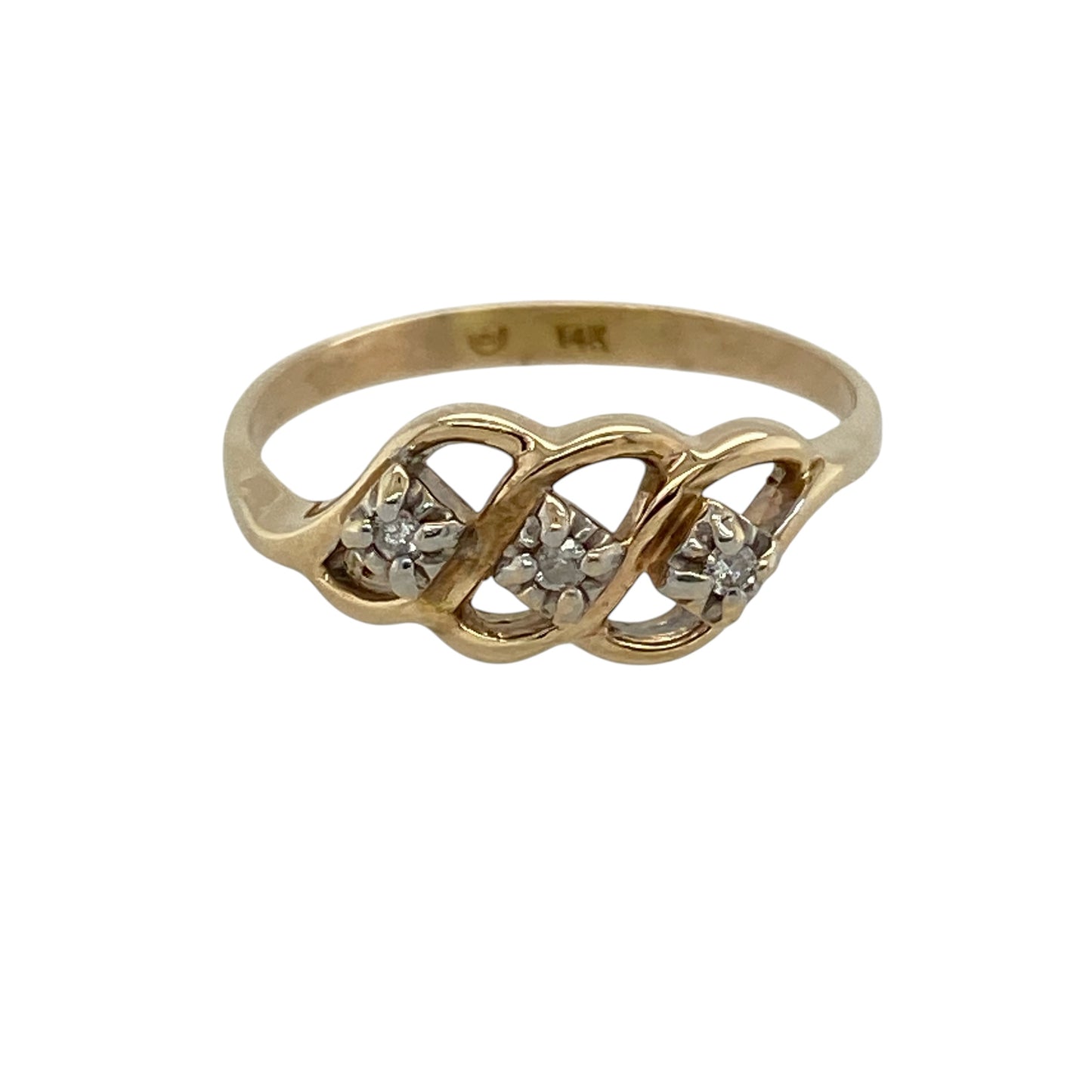 14ct Gold & Diamond Set Trilogy Twisted Band Ring