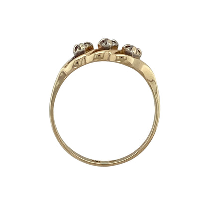 14ct Gold & Diamond Set Trilogy Twisted Band Ring