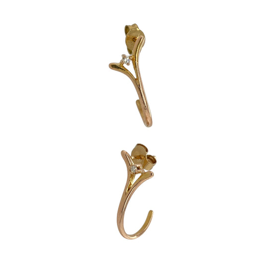 9ct Gold & Diamond Set Hoop Style Stud Earrings