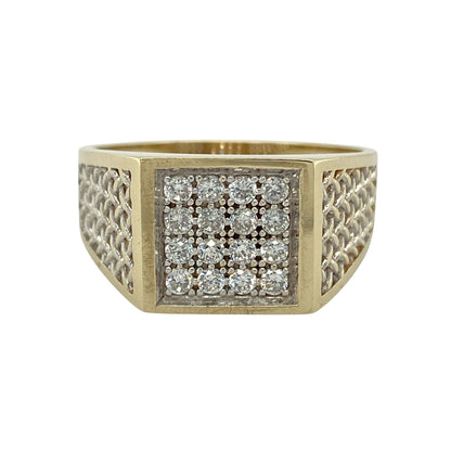 9ct Gold & Cubic Zirconia Set Signet Ring