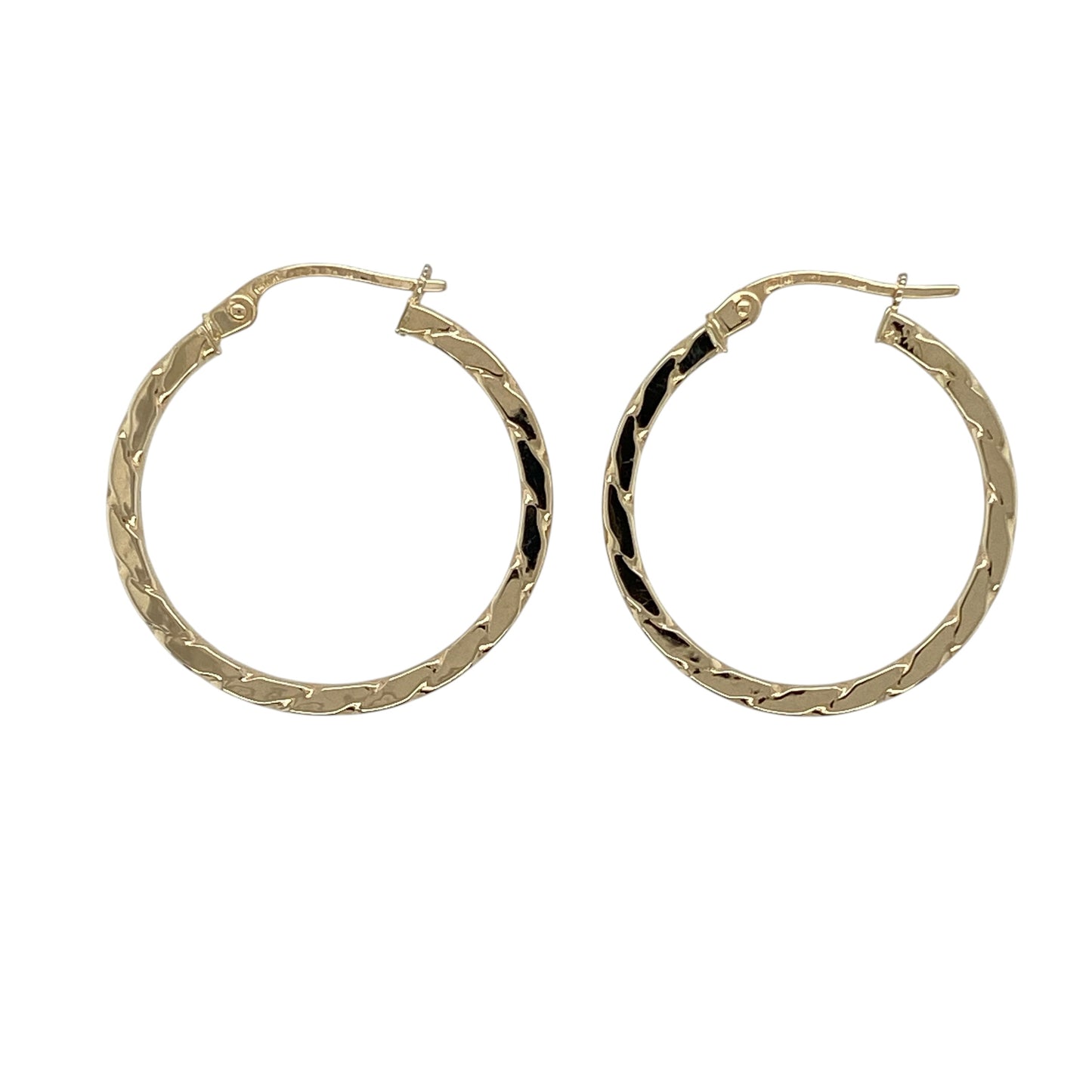 9ct Gold Squared Twisted Hoop Creole Earrings