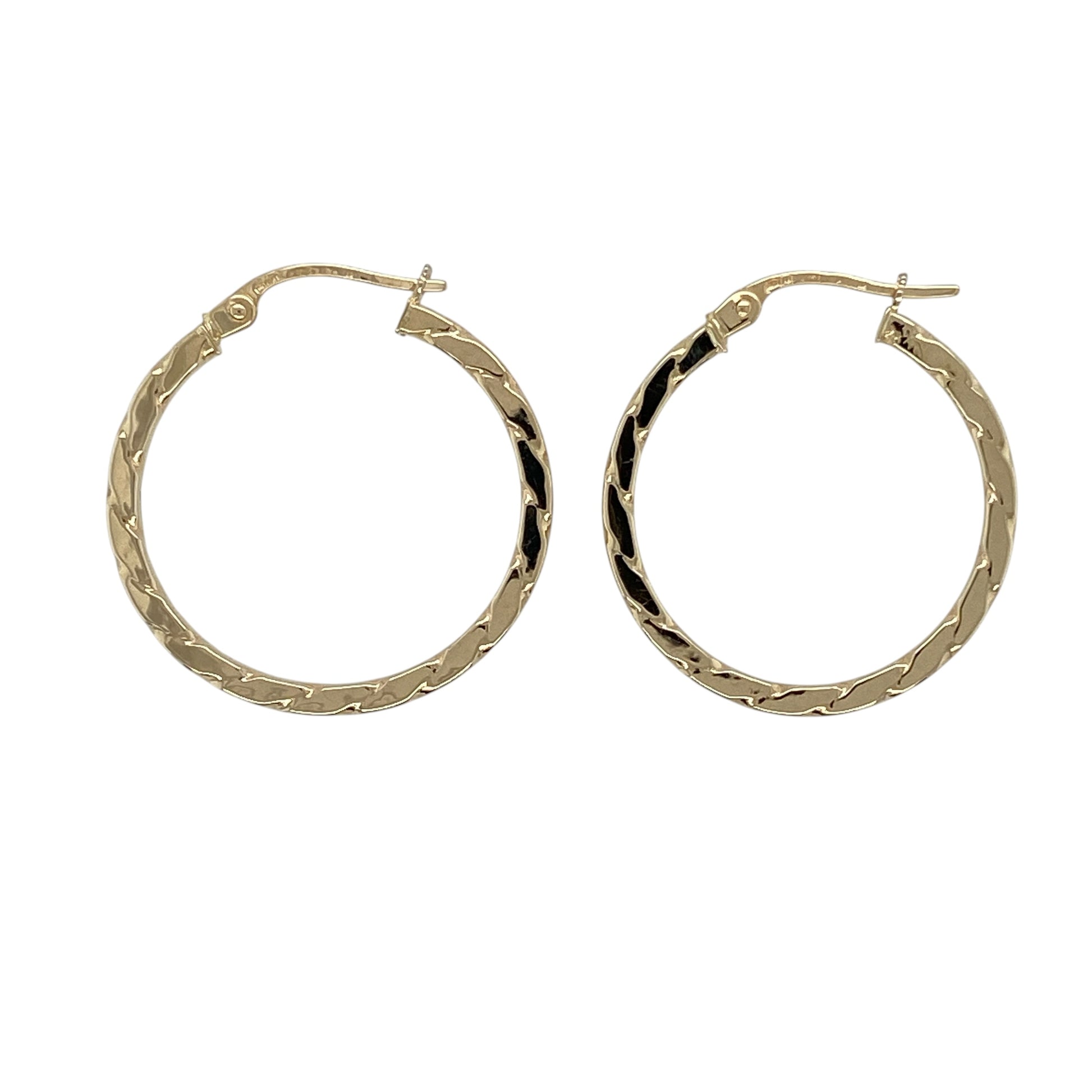 9ct Gold Squared Twisted Hoop Creole Earrings