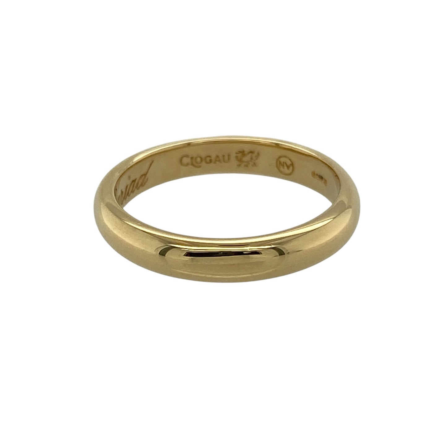 Add meaningful elegance to your jewellery collection with this pre-owned 18ct yellow gold Cariad wedding band ring, featuring a timeless design with a romantic touch—perfect for everyday wear or as a traditional wedding band.

Design: The ring features a classic band profile with the word “Cariad” engraved on the inside, meaning “love” in Welsh, adding a heartfelt and personal detail.
Material: Made from 18ct yellow gold by Clogau, the polished finish enhances the rich, warm tone of the metal.