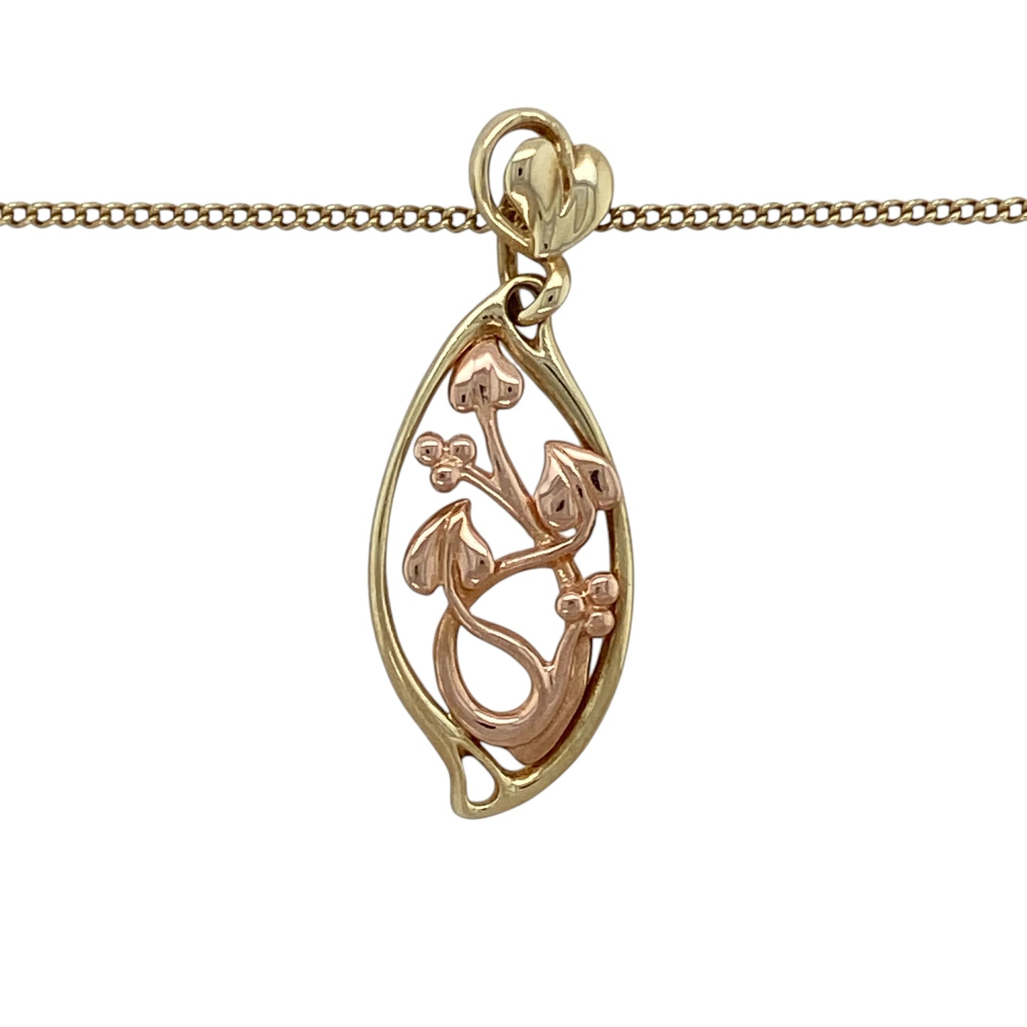 Bring symbolic beauty and golden elegance to your collection with this pre-owned 9ct yellow and rose gold Clogau Tree of Life oval pendant on an 18" Clogau curb chain—a meaningful design celebrating growth and harmony.

Design: The pendant features an oval shape decorated with the iconic Tree of Life motif in yellow and rose gold, measuring 3.6cm long including the bail.
Material: Made from 9-carat yellow and rose gold, the polished finish enhances the dual tones and highlights the intricate design.