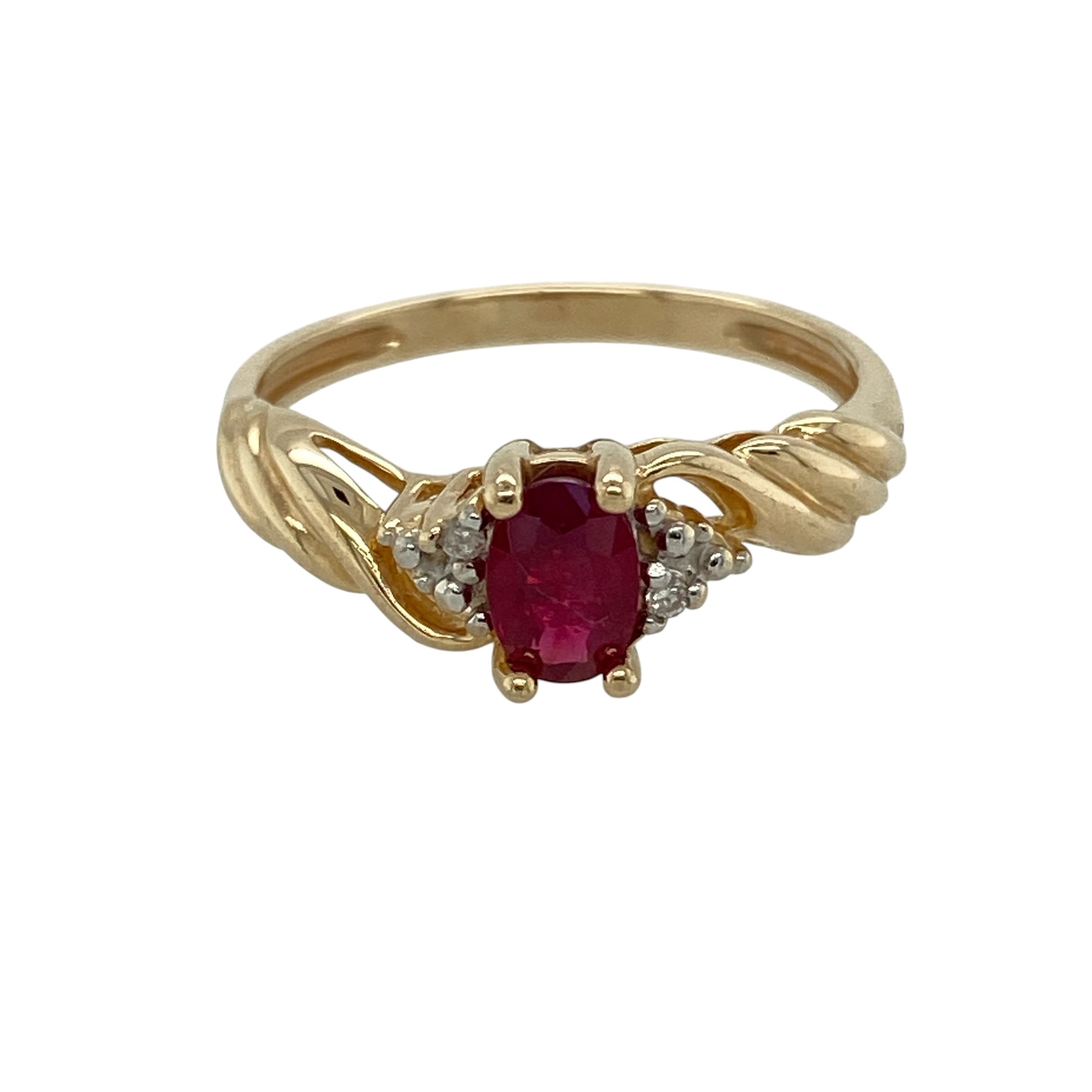 9ct Gold Diamond & Ruby Set Ring