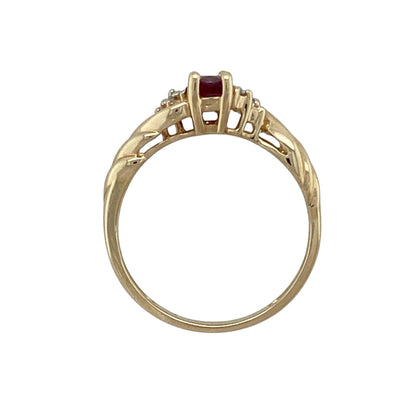 9ct Gold Diamond & Ruby Set Ring