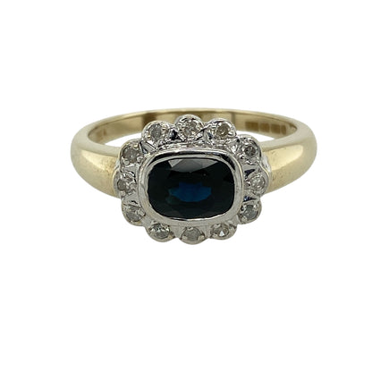 9ct Gold Diamond & Sapphire Set Cluster Ring