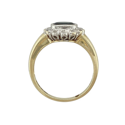 9ct Gold Diamond & Sapphire Set Cluster Ring