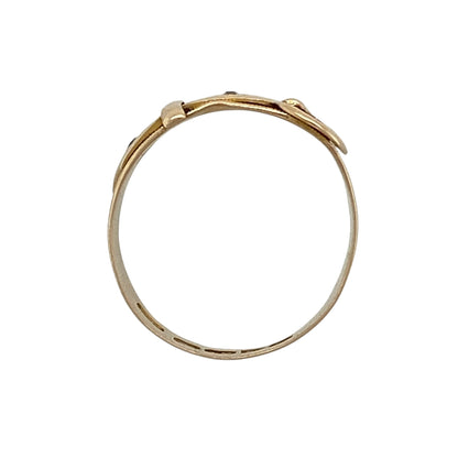 18ct Gold Diamond & Sapphire Set Buckle Ring