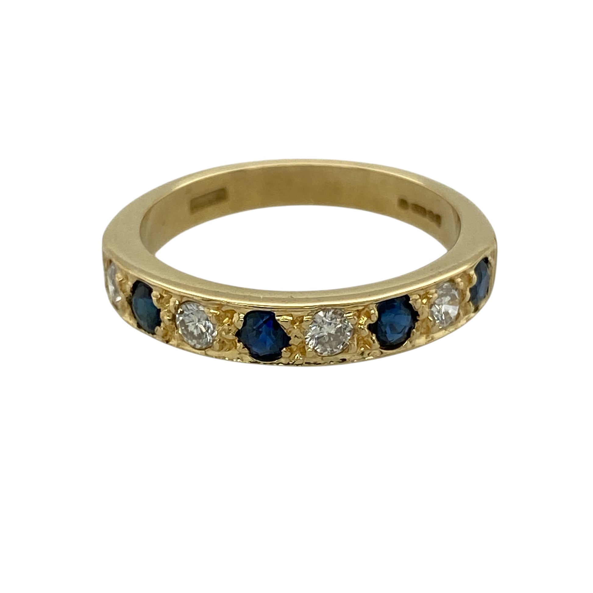 18ct Gold Diamond & Sapphire Set Band Ring