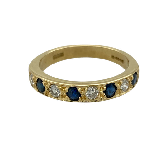 18ct Gold Diamond & Sapphire Set Band Ring