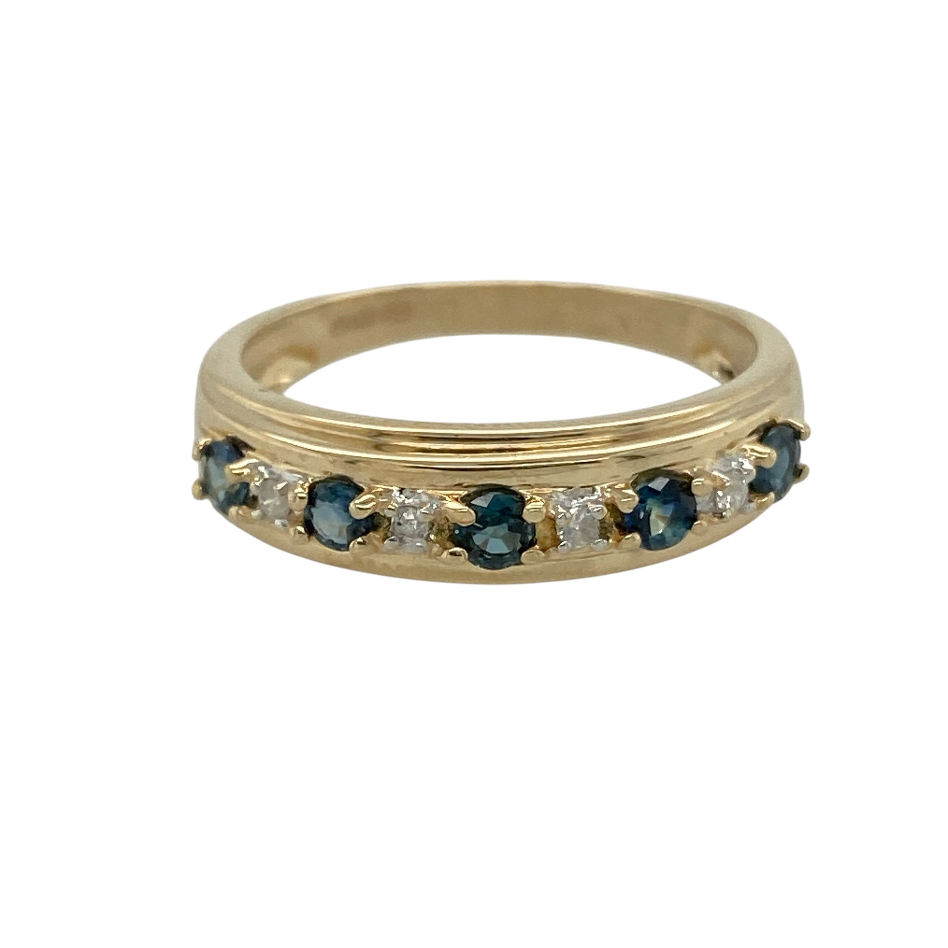 9ct Gold Diamond & Sapphire Set Band Ring