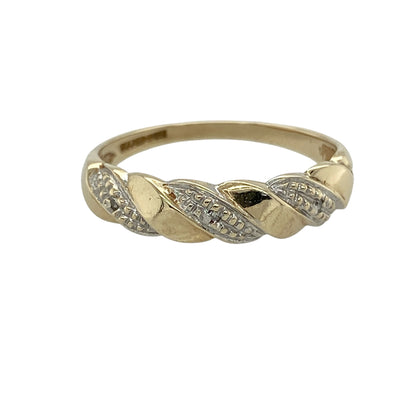 9ct Gold & Diamond Set Twisted Band Ring