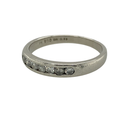 Add refined brilliance to your jewellery collection with this pre-owned platinum diamond set band ring, featuring a classic design with impressive sparkle—perfect for everyday wear or special occasions.

Design: The ring features a sleek band set with diamonds totalling approximately 0.33ct, offering a continuous line of elegant sparkle across the front.
Material: Made from platinum, the naturally bright finish enhances the brilliance of the diamonds while providing a durable and premium feel.