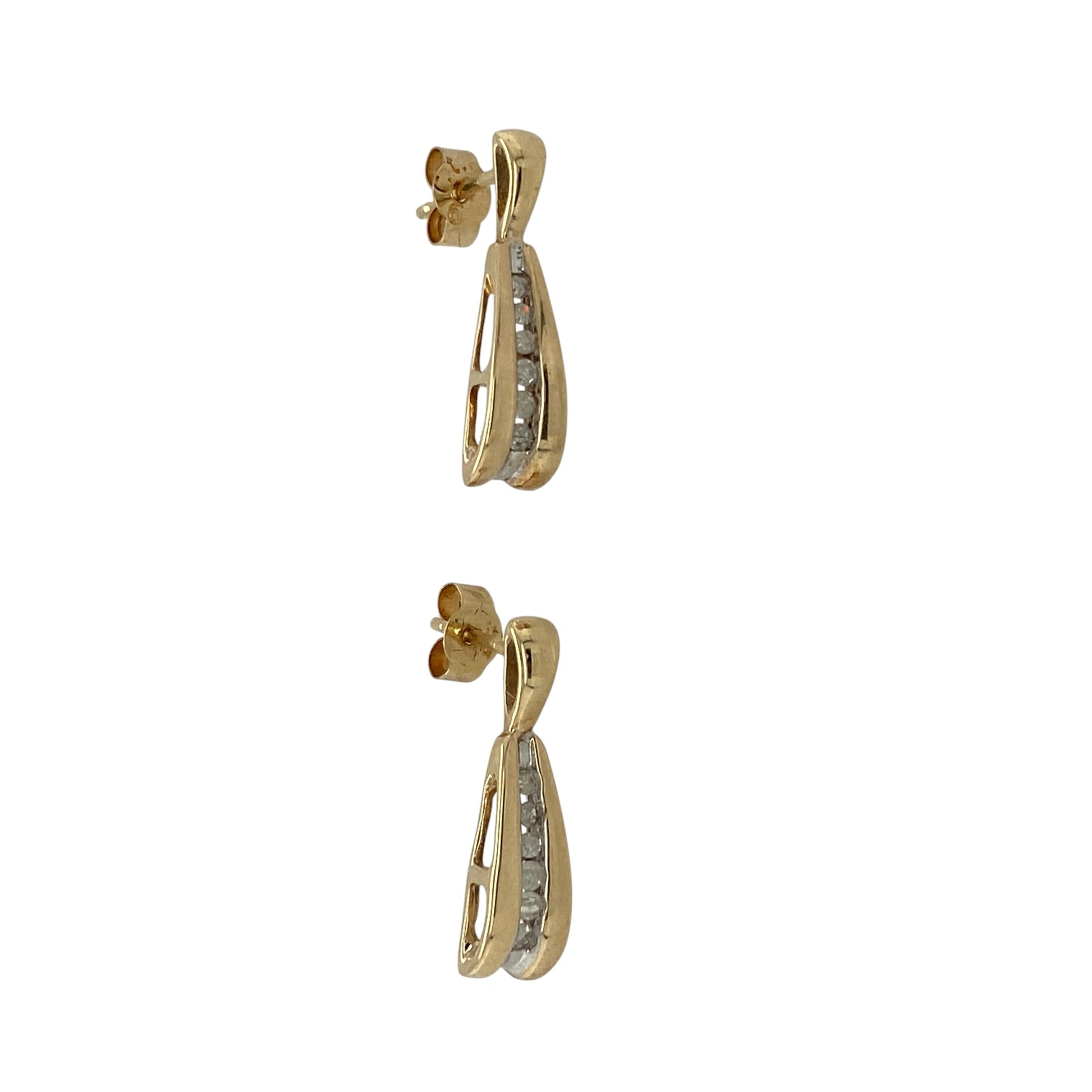9ct Gold & Diamond Set Drop Earrings