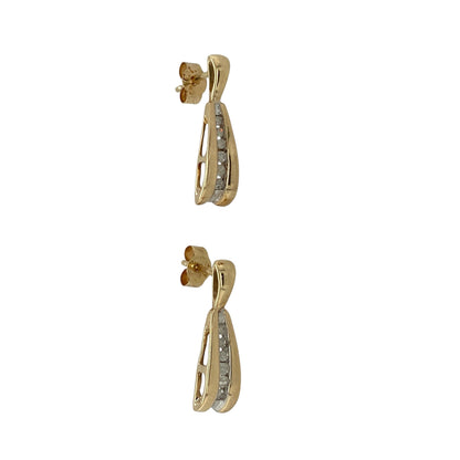 9ct Gold & Diamond Set Drop Earrings
