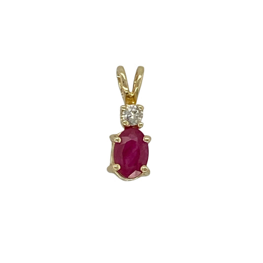 9ct Gold Diamond & Ruby Set Pendant