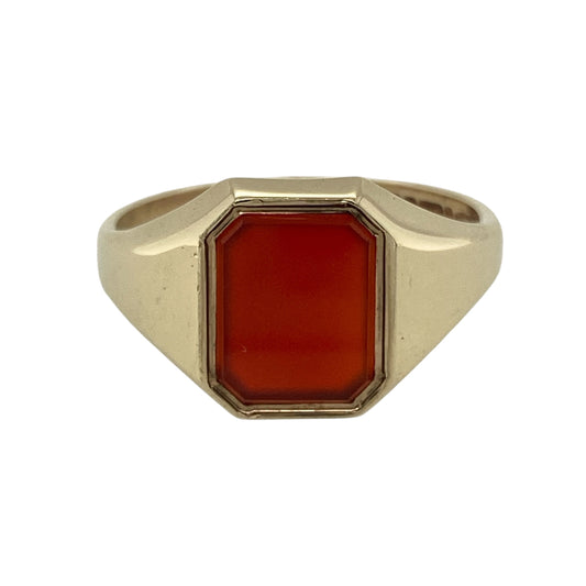 9ct Gold & Carnelian Rectangle Signet Ring