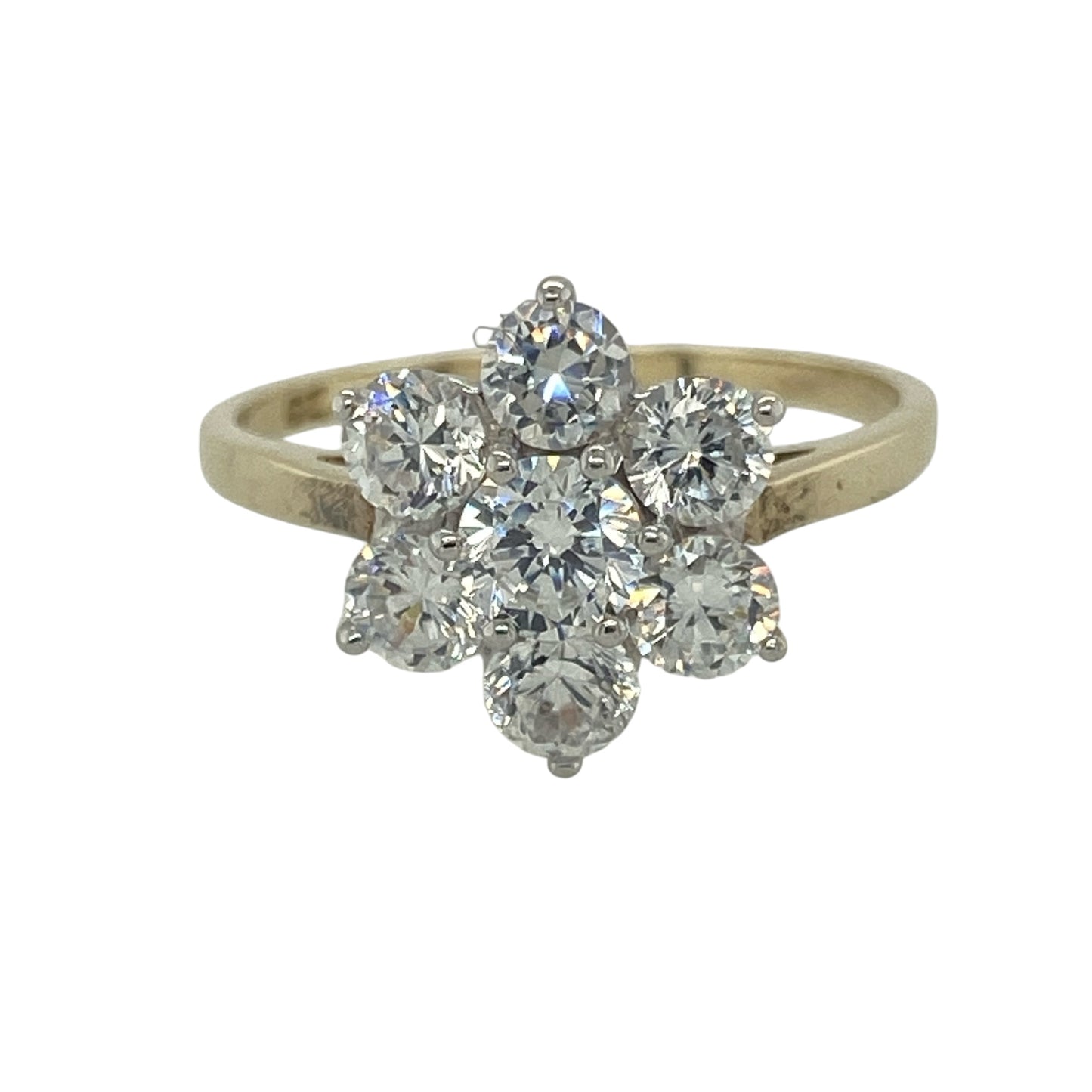 9ct Gold & Cubic Zirconia Set Flower Cluster Ring