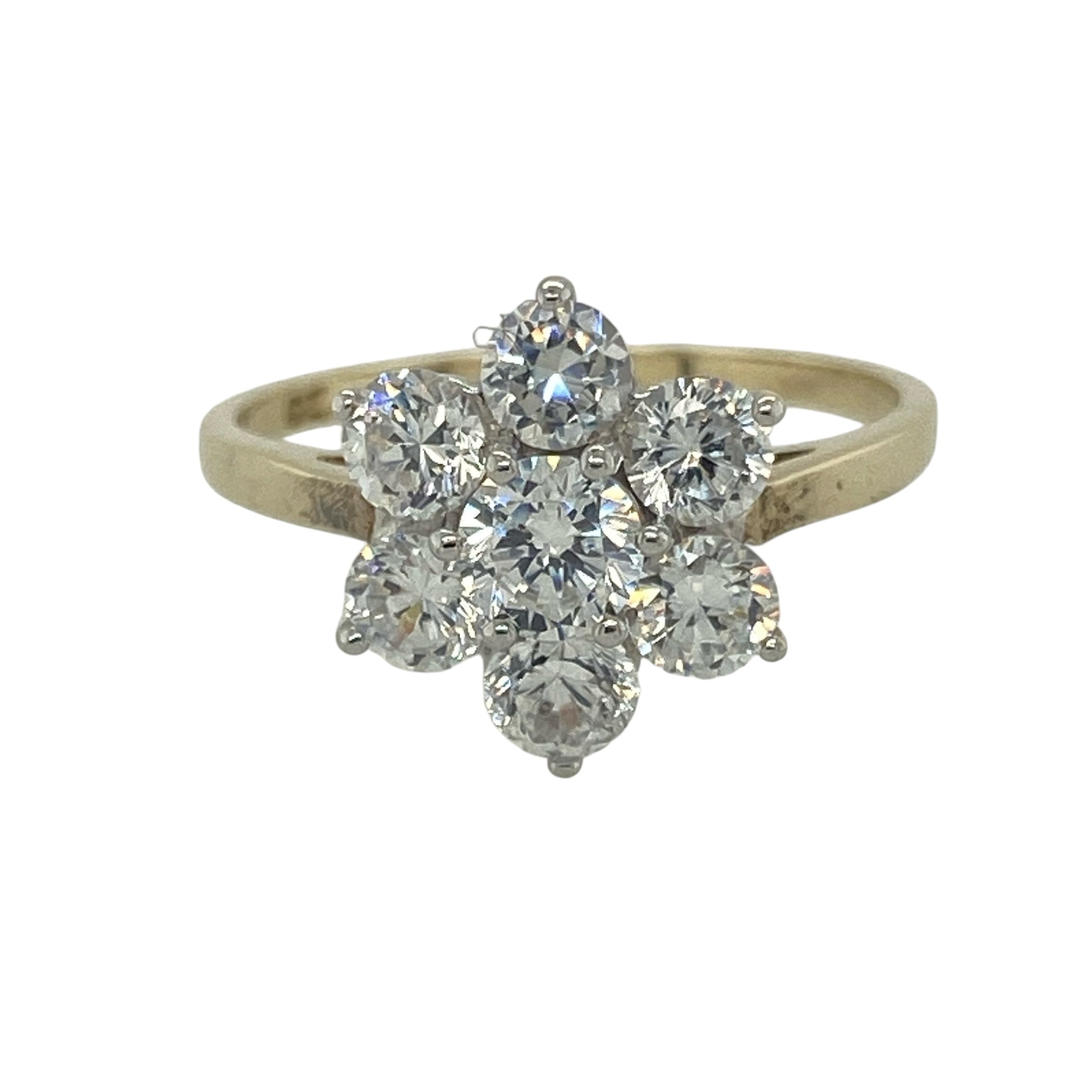 9ct Gold & Cubic Zirconia Set Flower Cluster Ring