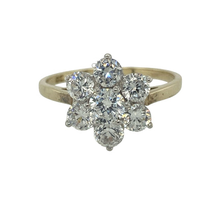 9ct Gold & Cubic Zirconia Set Flower Cluster Ring
